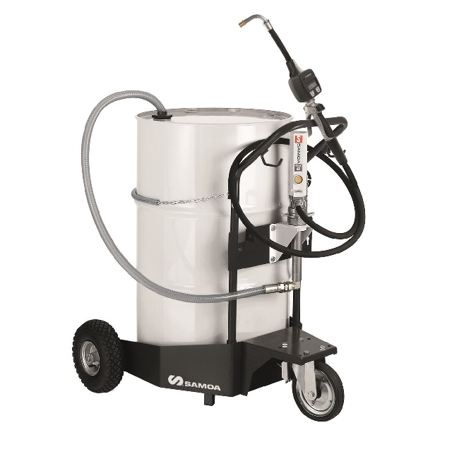 376610 SAMOA Pumpmaster 2 - 3:1 Ratio Air Operated Trolley Mounted Mobile Oil Dispenser for 205 Litre Drums
